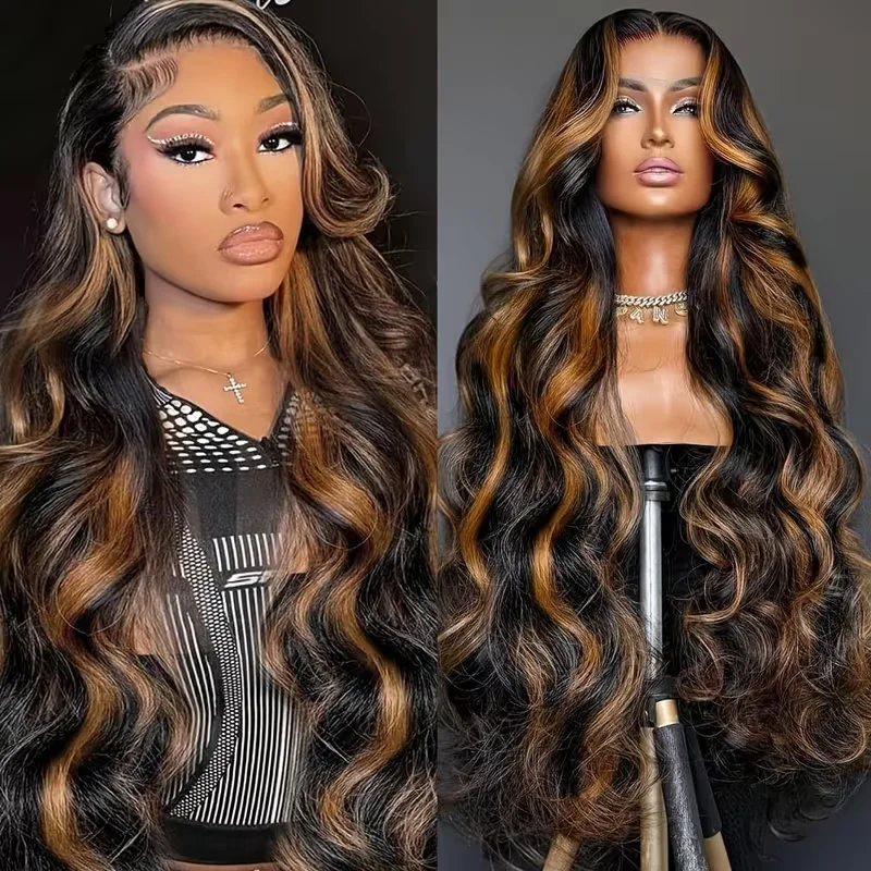 Body Wave 1B/30 Highlight V Part Wig 220 Density Loose Body Wave Human Hair Wig V Shape Clip in Half Wigs No Leave Out No Sew In image 3