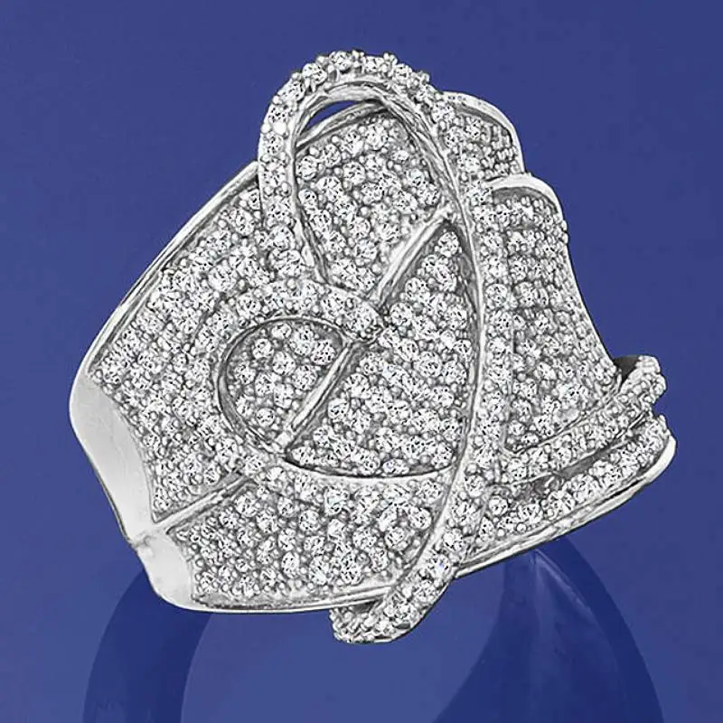 Huitan Edler Damen-Herzring, voll funkelnder Zirkonia, Hochzeitstag, Luxus, Damen-Accessoires, Geschenk, bezaubernder Schmuck