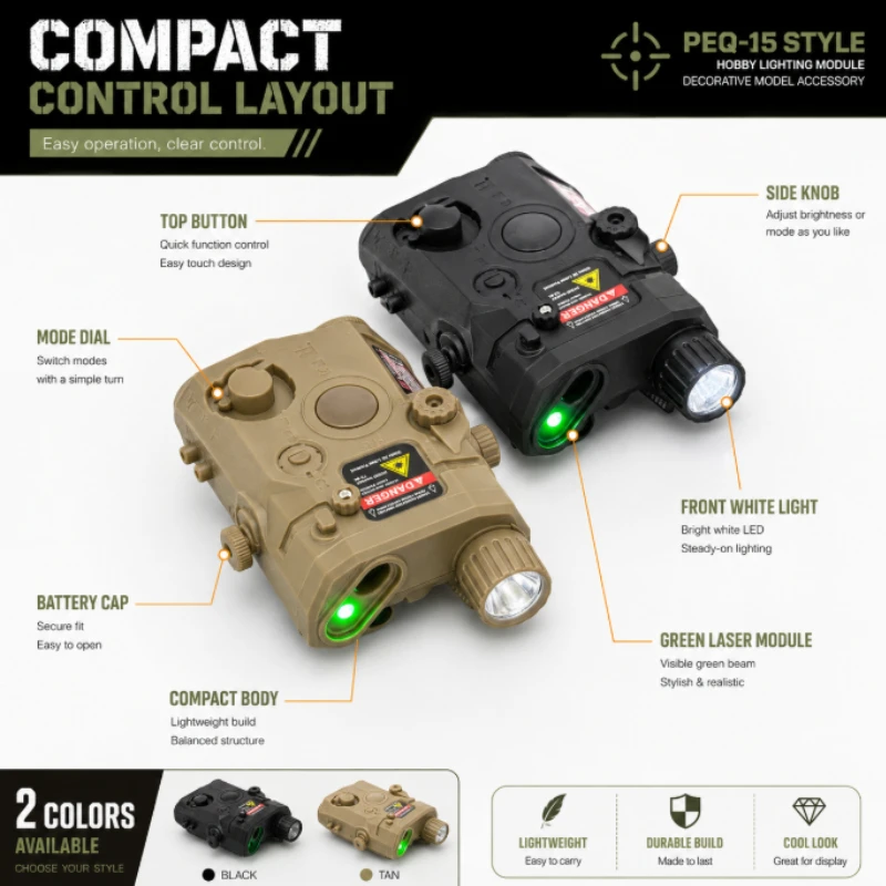 Outdoor Hobby Model Decor Accessory, Integrated Bright Torch Function, Wear‑Resistant Housing Decorative Unit for Scene Display