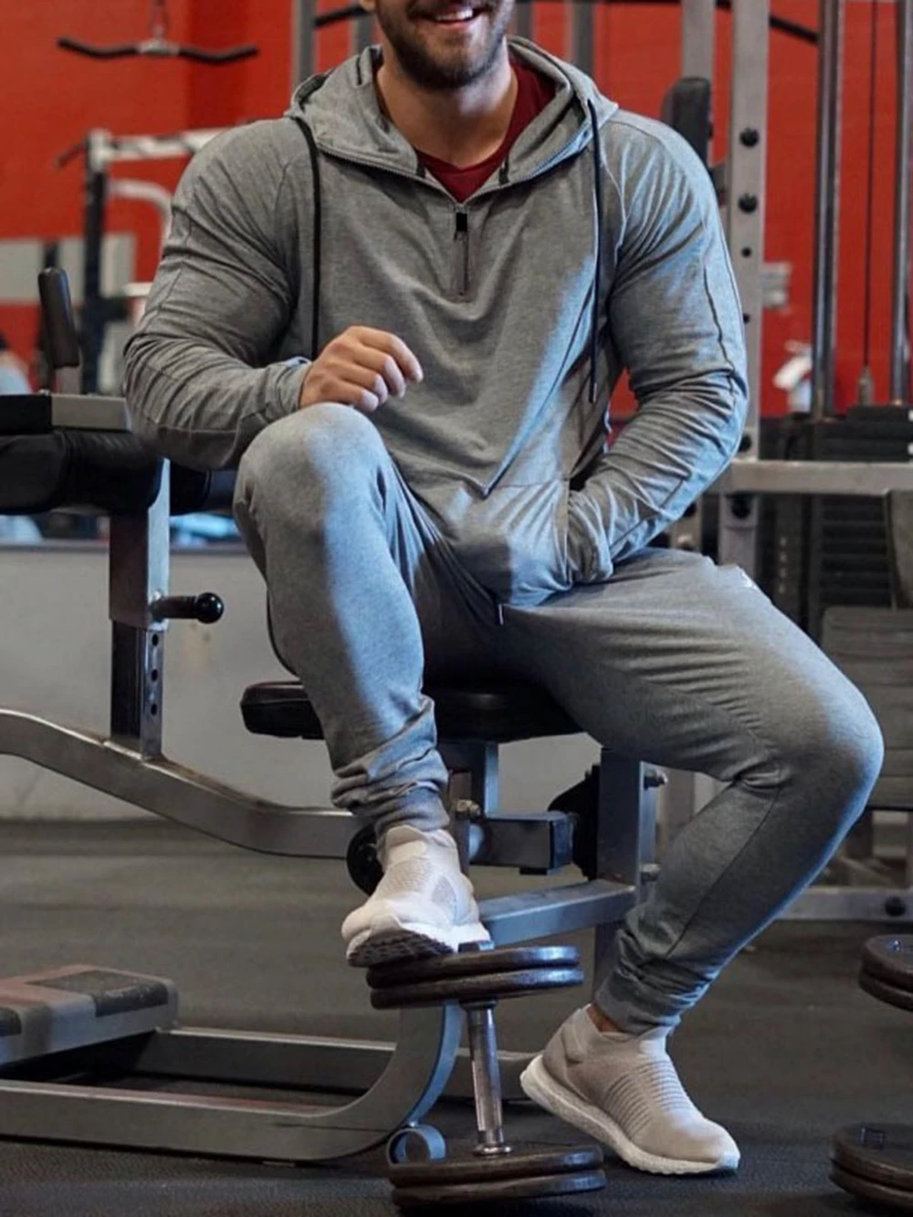 Tute da uomo tute sportive da palestra felpe con cappuccio Fitness Sportswears Pullover pantaloni sportivi con cappuccio set di due pezzi