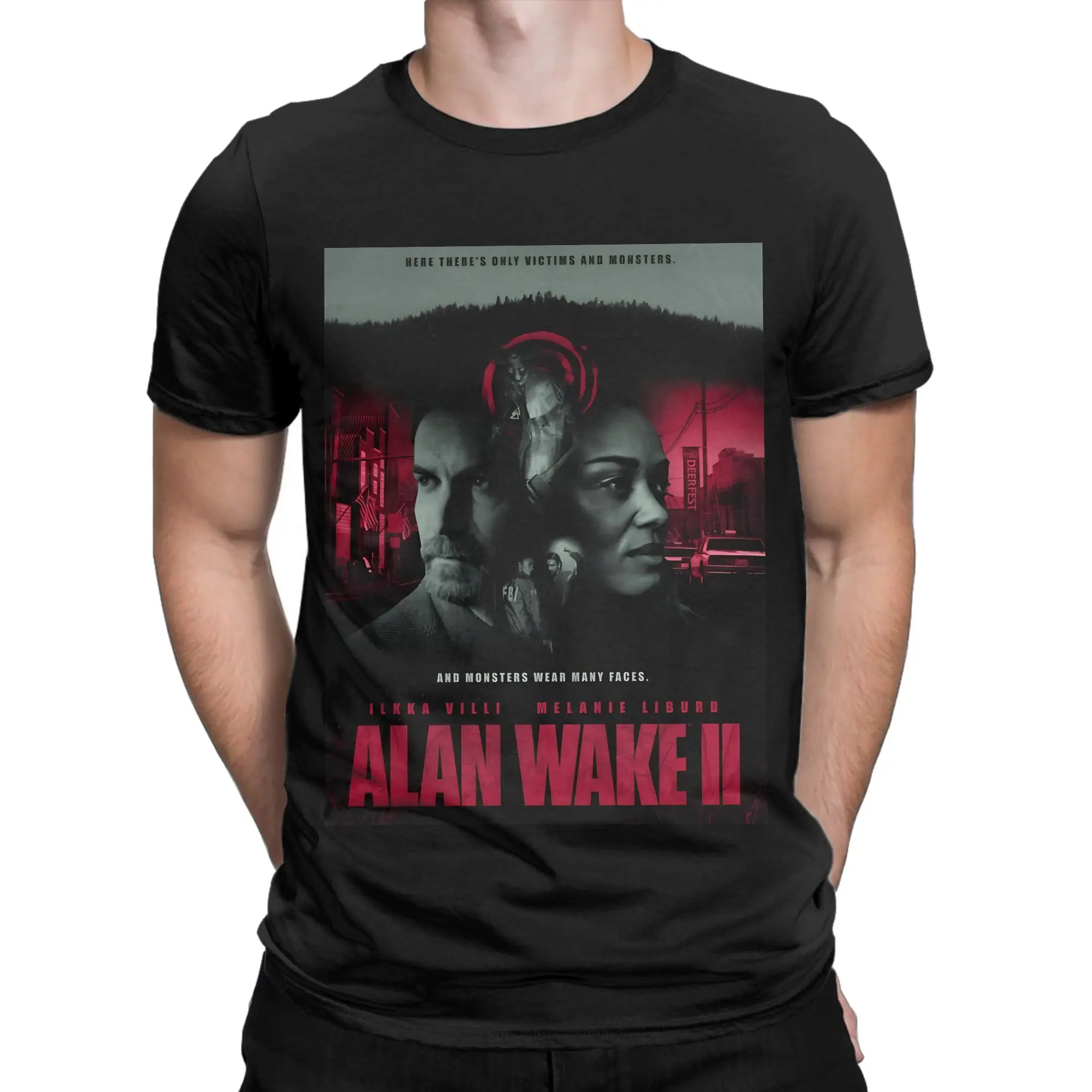 Alan wake red Funny 100% Cotton T-Shirt Alan Wake 2 Tops Tees For Men