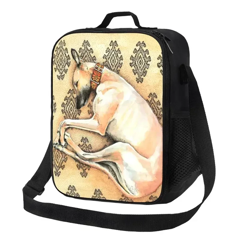 Sleeping Greyhound Insulated Lunch Bags for School Office Whippet Sihthound Dog Portable Thermal Cooler Lunch Box Women Kids