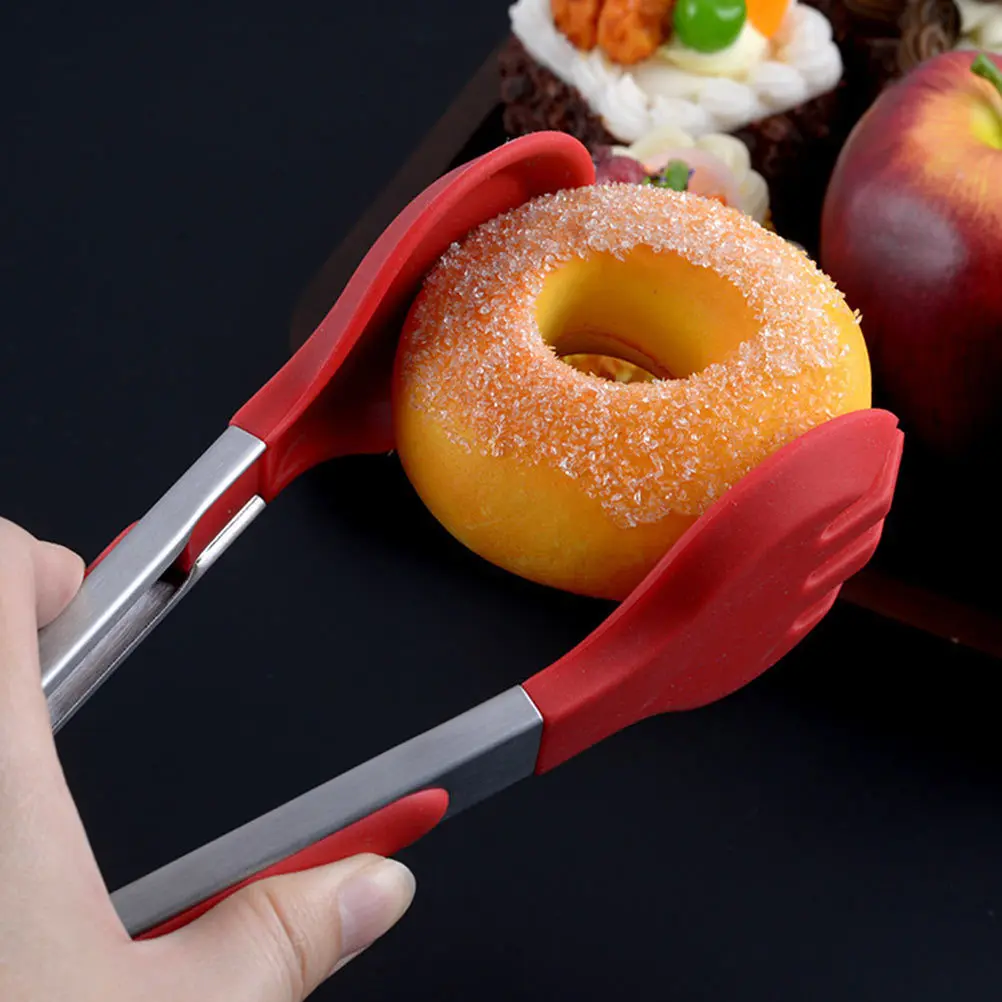 

1 шт. зажим для сервировки еды премиум-класса из нержавеющей стали с силиконовой противоскользящей удобной ручкой для дома, отеля, ресторана, барбекю, вечеринки