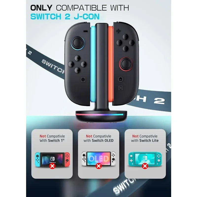 Base de chargement Joy Con Switch 2, support de charge pour contrôleur magnétique, Compatible avec les accessoires Switch 2 Joy Con