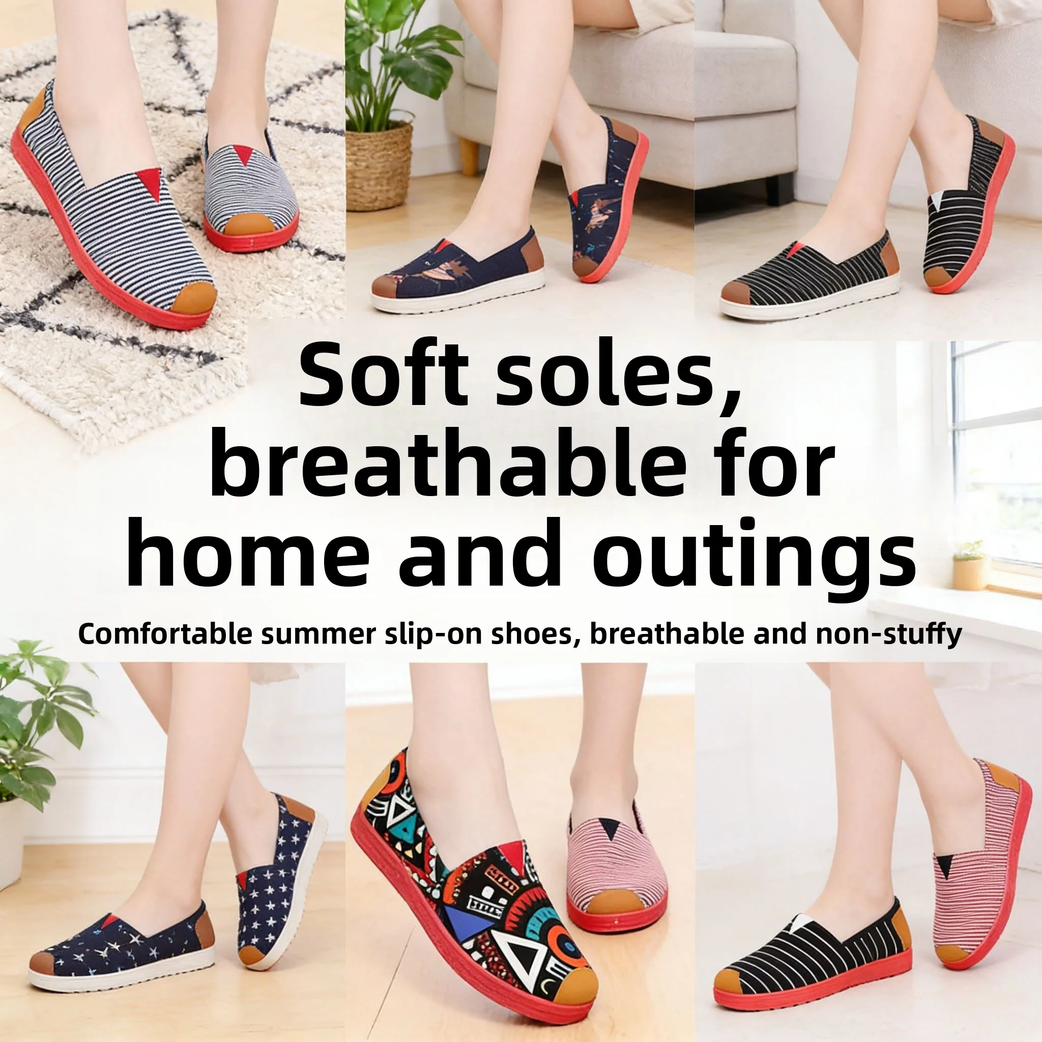 Beijing Ladies Flat Shoes Summer Collection Convenient Casual Style Women's Footwear Comfortable Flat Heel Traditional Cloth ...