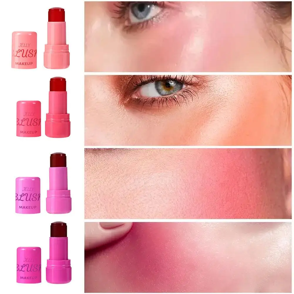 4 Farben Gelee Rouge Stick Wasser Gelee Tönung Stick lang anhaltende Gesichts fleck Tönung & Lippen Gelee Lippe feuchtigkeit spendende Wange Milch Rouge i4t6