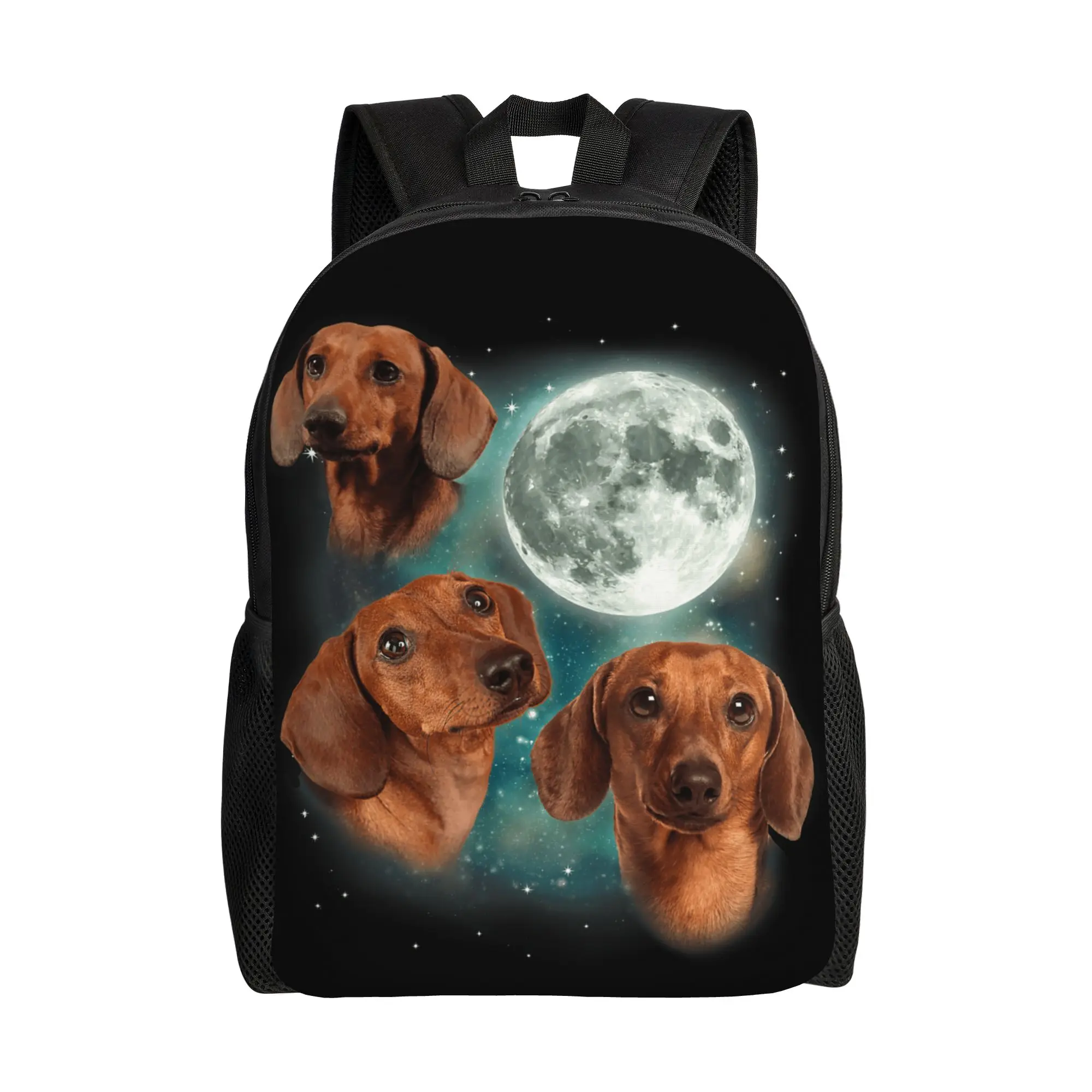 Three Dachshund Moon Wiener Dog Humorous Doggo Meme Backpack  Kawaii Backpacks Boy Girl Camping Soft High School Bags