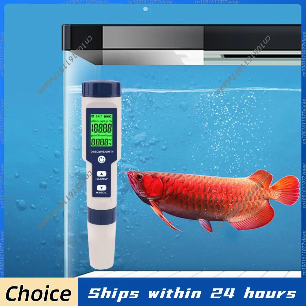 

5 in 1 Water Quality Tester Water Tester Monitor PH/EC/TDS/Salinity/Temp Multifunction Tester for Pools Drinking Water Aquariums