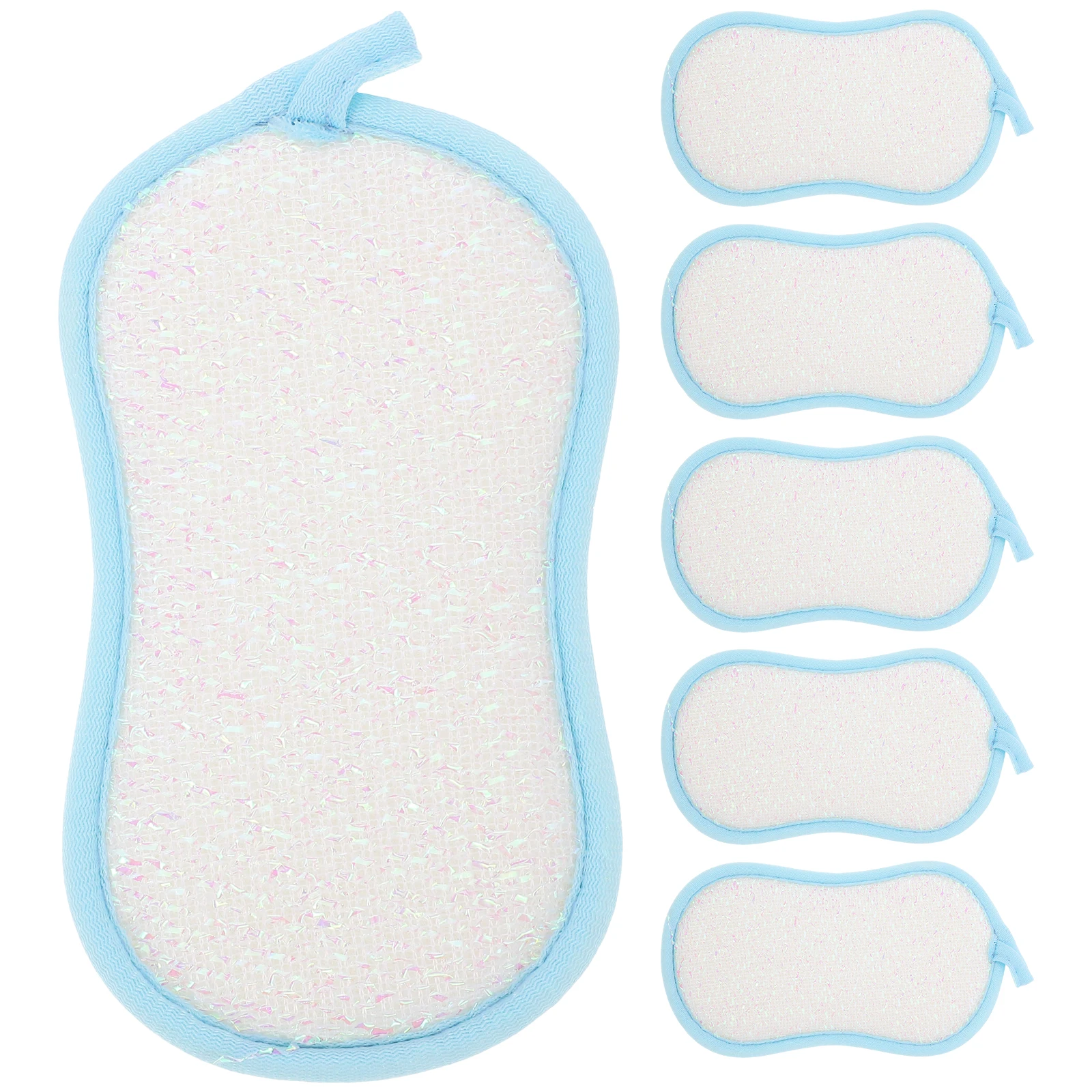 

6pcs Fiber Non-greasy Kitchen Cleaning Tools Multi-Function Cleaning Sponge Bath Reusable Wok Sponge Scrub Pad