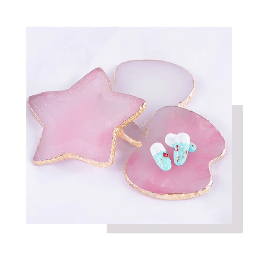 

Stylish Star Resin Nail Art Palette Agate Design Color Mixing Board For Nail Polish Foundation Pigments Manicure Tool Light Pink