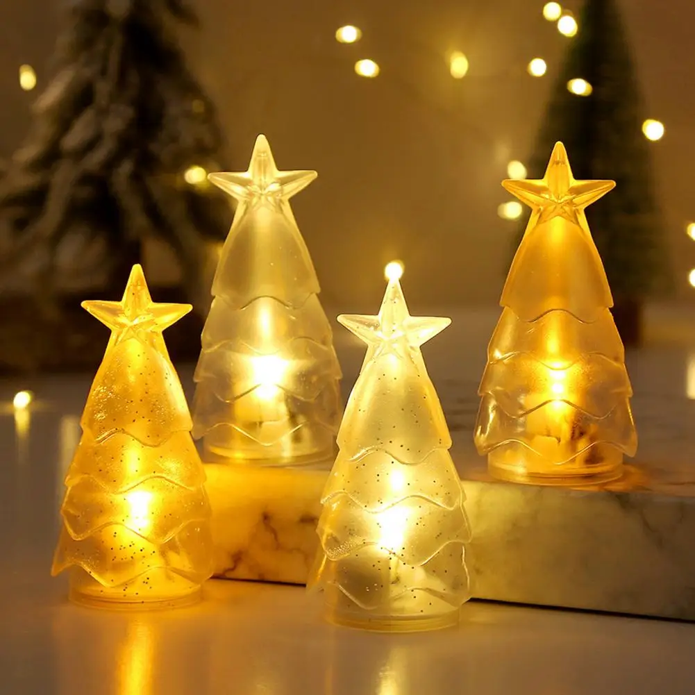 

Drop-resistant Candle Light Long-lasting Candle Light Set Holiday Mood with 4 Festive Christmas Tree Shaped for Weddings