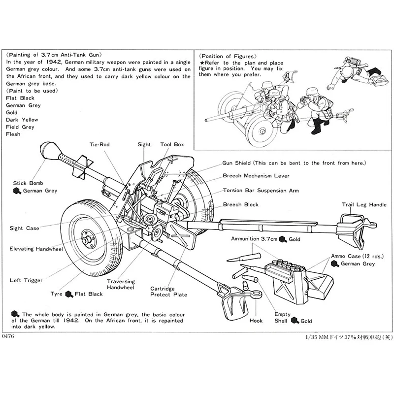 TAMIYA assembled model kit 35035 37mm anti-tank gun (PaK 35/36)  1/35