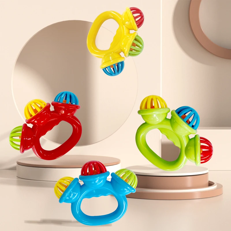 1pcs Infant comfort rattle 0-3 years ringing three-headed be Hand Grasping Ball Toys Rattle Early Educational Hand Bell Baby toy