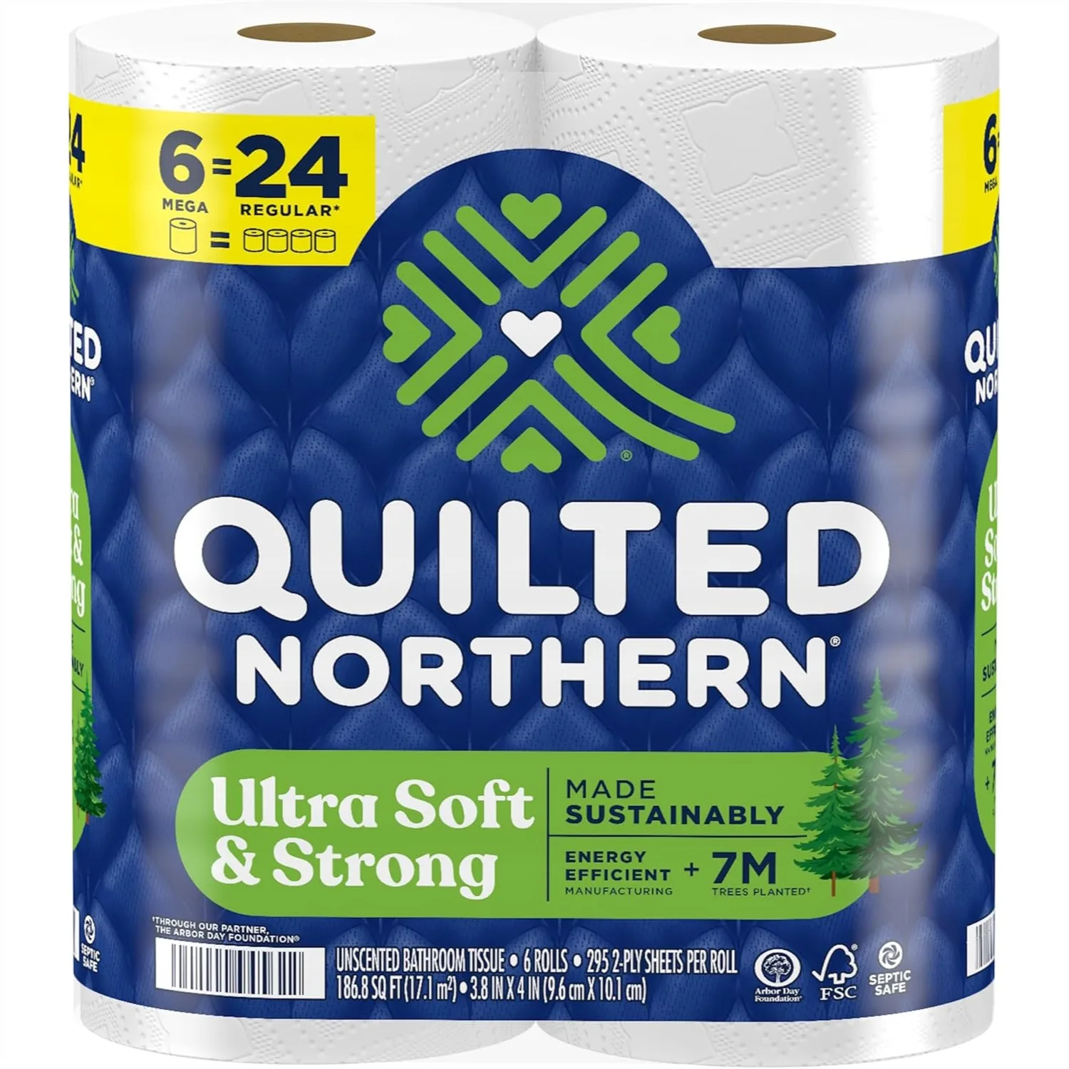 

Ultra Soft & Strong Toilet Paper 6 Mega Rolls 24 Regular Rolls 5X Stronger Premium Soft Tissue