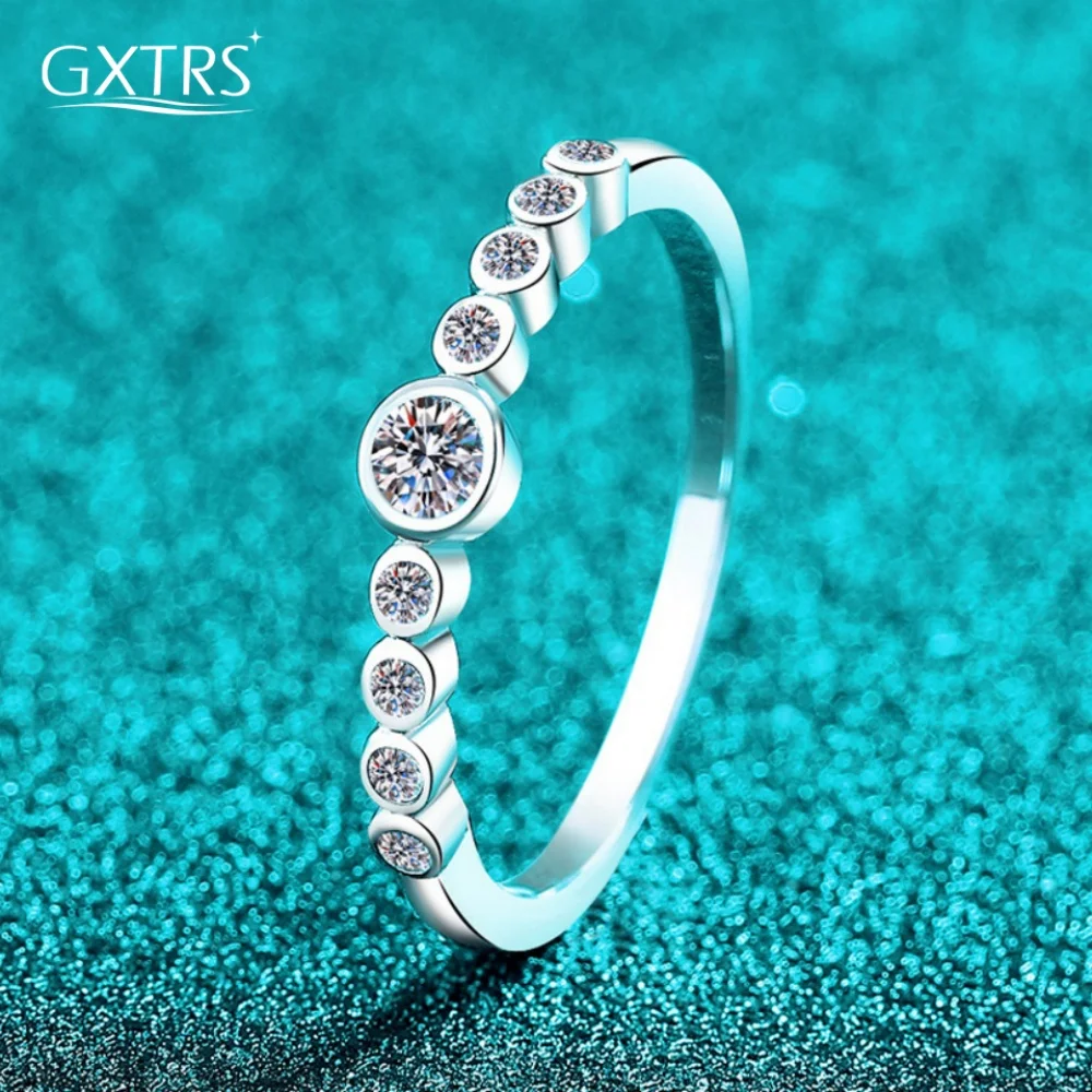 

GXTRS Full Moissanite Bubble Rings Women 925 Sterling Silver Fashion Lab Diamond Wedding Band 18K Plated Fine Jewelry Certified