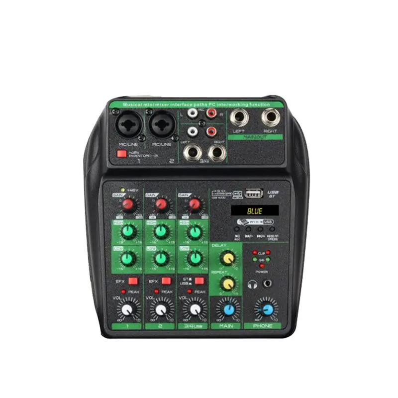 Professional Audio Mixer 4-Channel USB Recording Console With Bluetooth Functionality For Djs And PC Mixers Capability