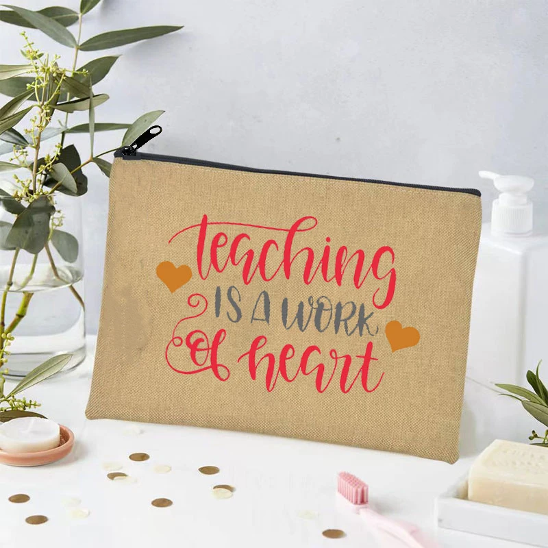 Teach Love Inspire Pencil Clutch Luxury Brand Designer Bag Cosmetic Lipstick Pouch Best Gift for Teacher Travel Essential Bags