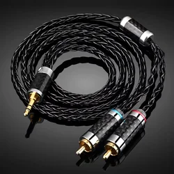 Preffair silver-plated hifi 3.5mm to 2rca cable high end PC Mobilephone Amplifier Interconnect 3.5 Jack to RCA Cable