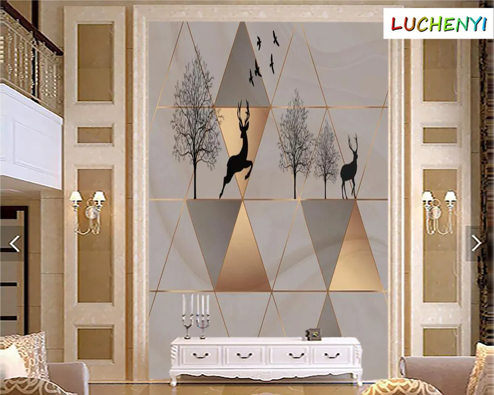 

Papel de parede custom Nordic style modern geometric waterproof and moisture-proof bedroom living room wallpaper mural sticker