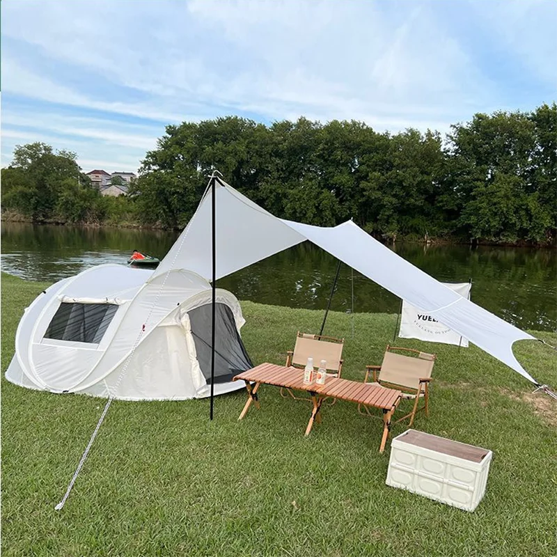 

New Arrival 260*190*120CM 3-4 Person Automatic Pop Up Windproof Beach Fishing Camping Tent Large Gazebo Barraca With Awning