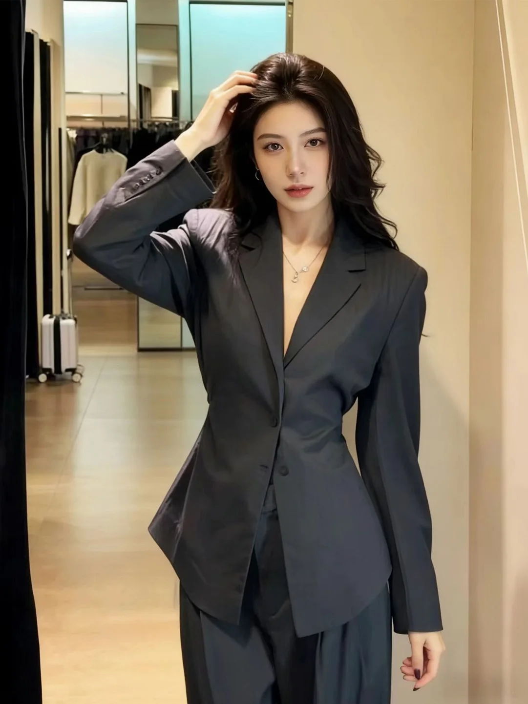 

Элегантный легкий женский пиджак класса люкс, повседневный модный жакет с утяжкой на талии, универсальный, весна 2026, новая модель верхней одежды