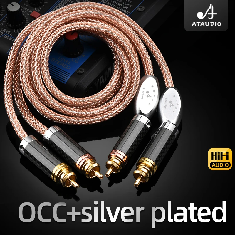 HIFI 2RCA Male to 2RCA Male Audio Video Cable OCC and silver plated RCA Audio Splitter Cable for DVD Sound TV box Louder