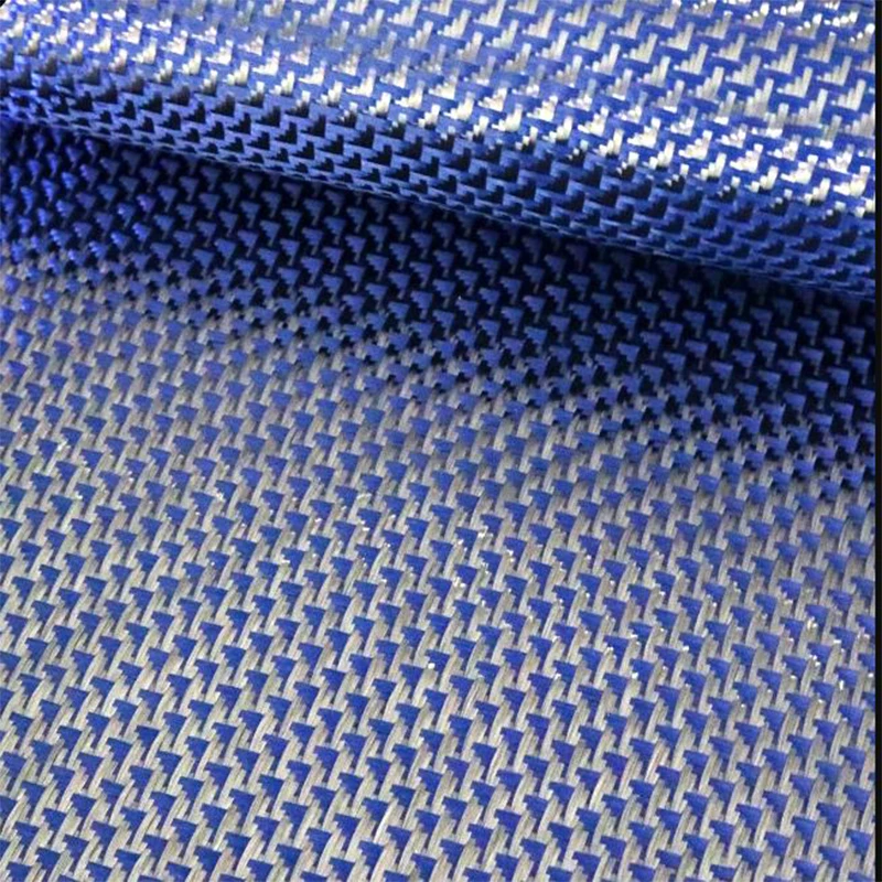 Kafu Kevlar carbon blue aramid fiber blended woven fabric aircraft jacquard pattern parts modified DIY surface decorative fabric