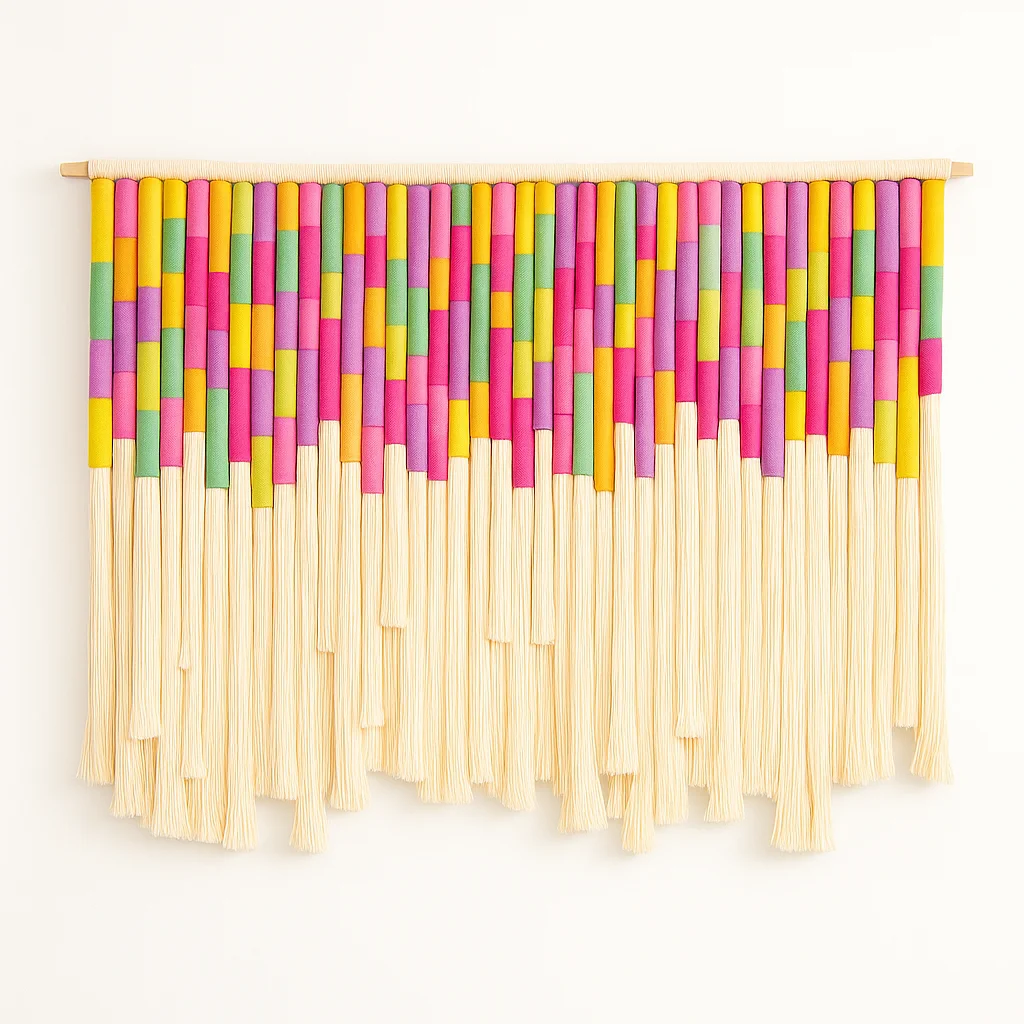 #￥Handwoven Vertical Art Deco Embroidery Thread Wall Tapestry Vintage Inspired Style for Wedding & Anniversary Interior Decor
