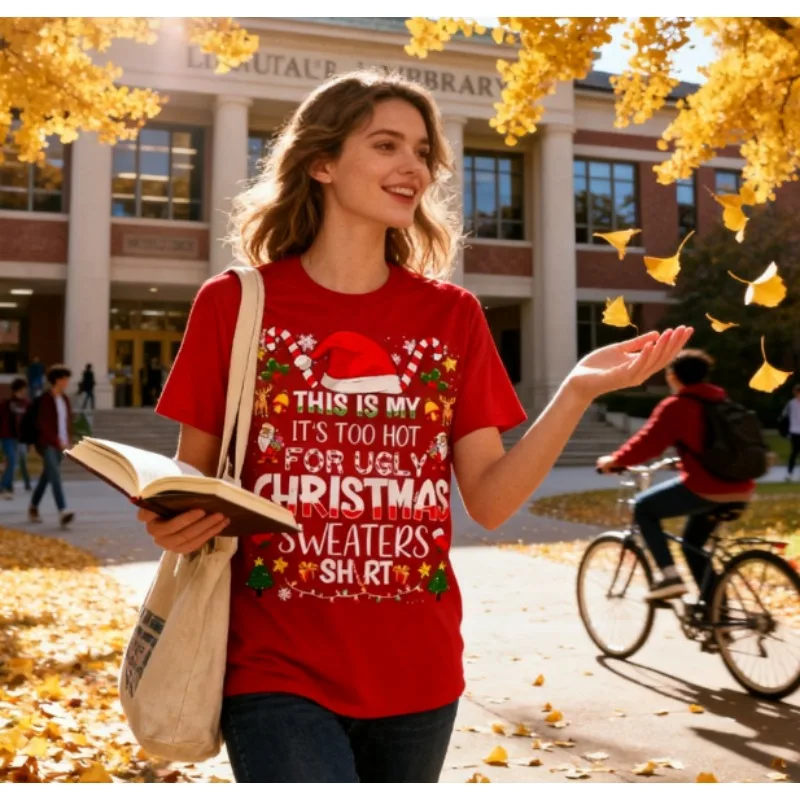 นี่คือเสื้อยืดวันหยุดลาย It's Too Hot for Ugly Christmas Sweaters ของฉัน