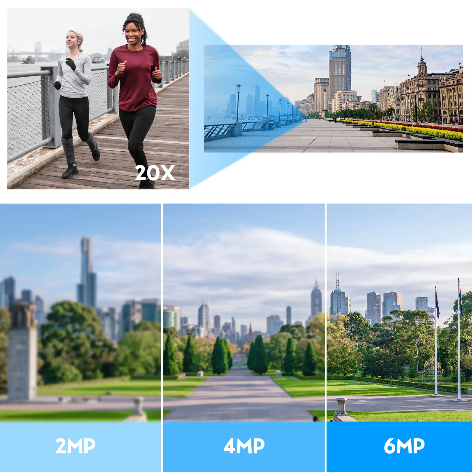 Vikylin 6MP 20X Zoom IR Night Vision PTZ IP Camera For Hik Compatible Two way Audio Human Vehicle Detection POE Security Camera