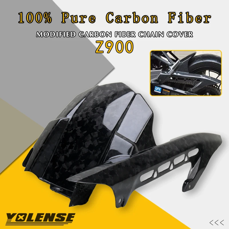 

100% Pure Carbon Fiber Fit For Z900 Z900SE Z900RS 2017-2024 2023 2022 Motorcycle Rear Fender Chain Guard Cover Splash Mudguard