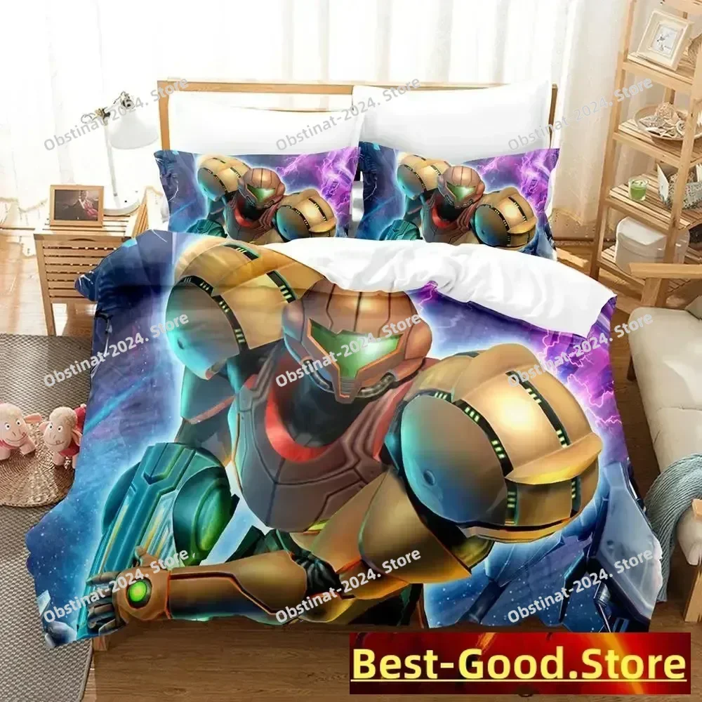New Metroid Prime Bedding Set Single Twin Printed Bed Set With Pillowcase Duvet Cover Soft Single Double Queen Super King Size view 4