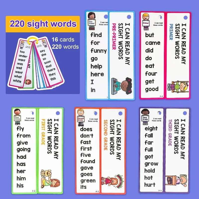 Imagem -02 - English Sight Words Cartões para Crianças Construção de Vocabulário Brinquedos Montessori Jogos de Memória Educativos Flashcard 220