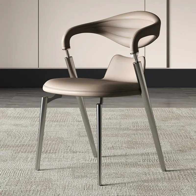 AOLIVIYA Italian Minimalist Brushed Steel Restaurant Dining Chair Bar Coffee Shop Hotel Backrest Luxury Modern Home Stool
