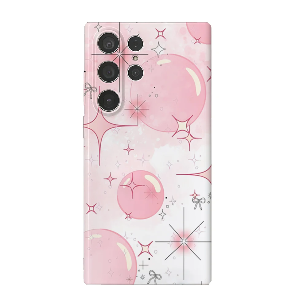 Custodia per telefono Pink Sparkle Bubbles per Samsung Galaxy S25 S24 S23 Ultra Plus A35 A228 Pellicola rigida lucida HD