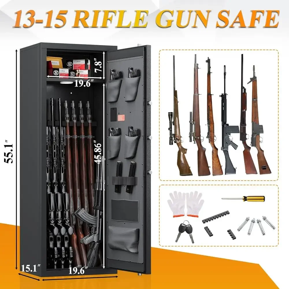 3-Gun Storage Rack with Adjustable Shelves, Pistol and Rifle Holders, Unassembled