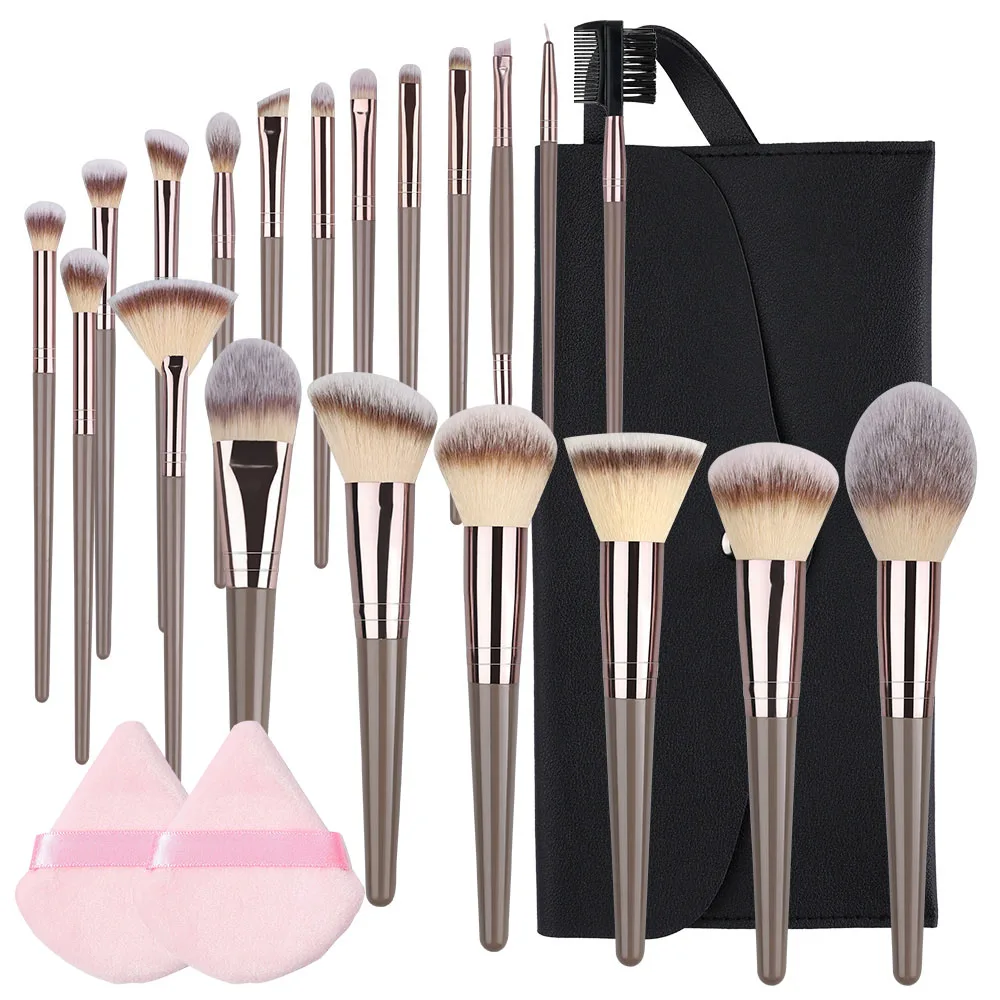 1-20PCS Makeup Brushes Set Soft Fluffy Champagne Cosmetic Foundation Powder Blush Eye Shadows Brush Face Powder Puff Beauty Tool