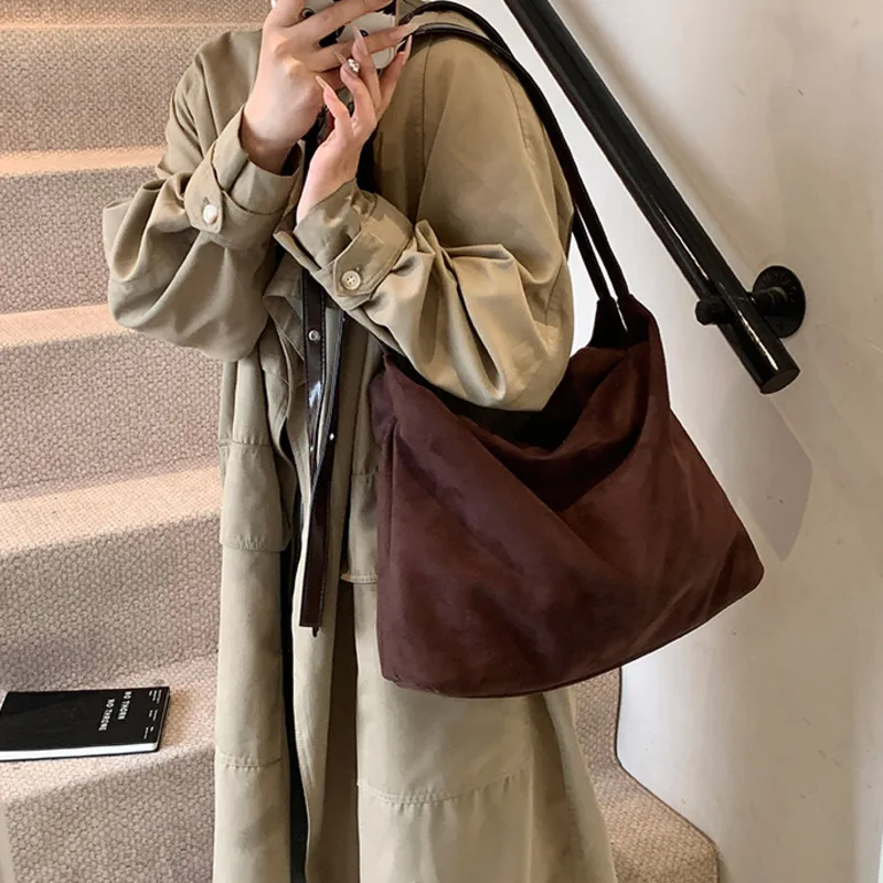 

Suede Crossbody Bags 2025 New Trend Women Big Shoulder Bag Solid Color Fashion Handbag And Purse Tote Women's Hand Bag