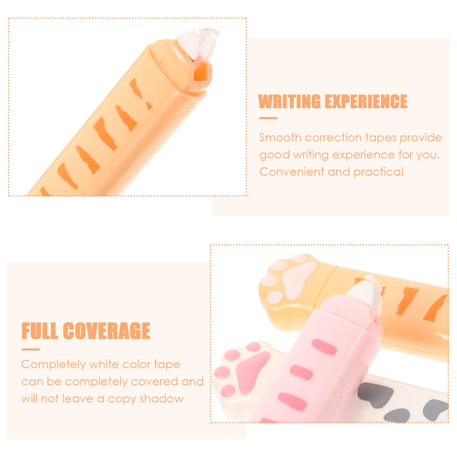 3pcs Meow Claws Correction Tape Premium for Students Office Smooth Writing Pet Stationery Kawaii Portable