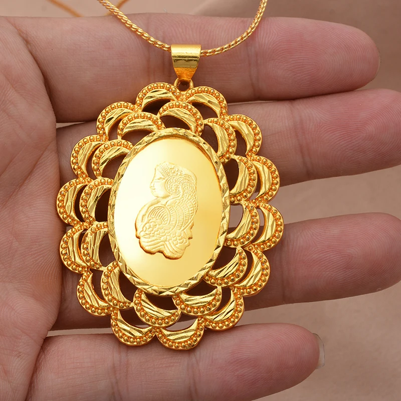 New women Man Great Virgin Handcraft gold color necklaces pendant chain Giving girl Friend gifts Party wear Jewelry