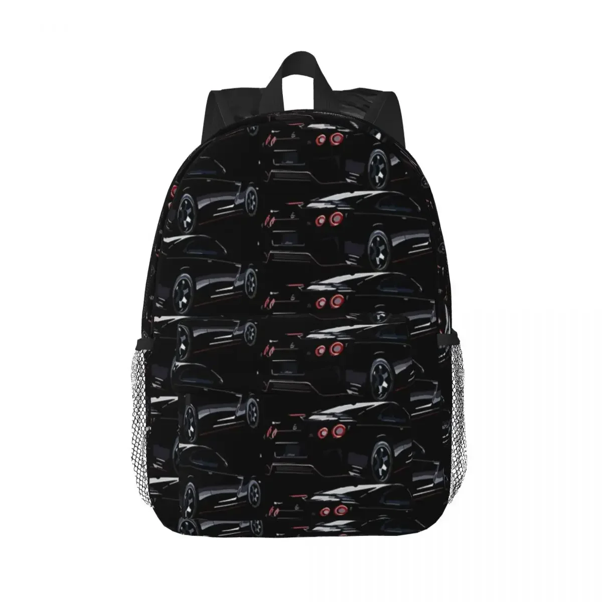 Preto nissan gtr mochilas meninos meninas bookbag estudantes casuais sacos de escola viagem bolsa ombro grande capacidade