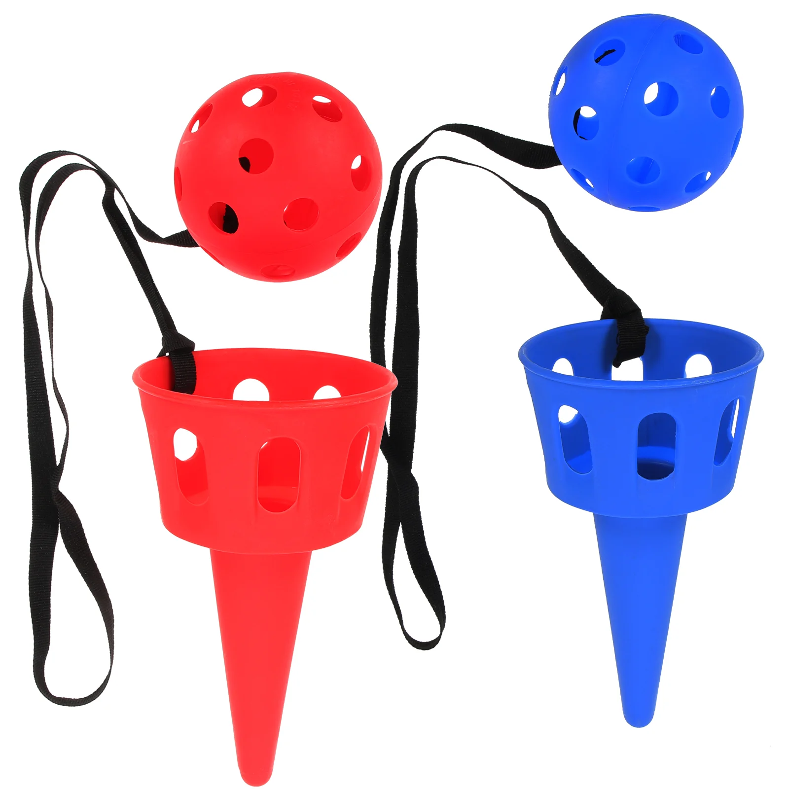 

2 Sets of Scoop Ball Toys Throw Chuck Ball Toy Outdoor Activities Ball for Kids (Red and Blue) catch game