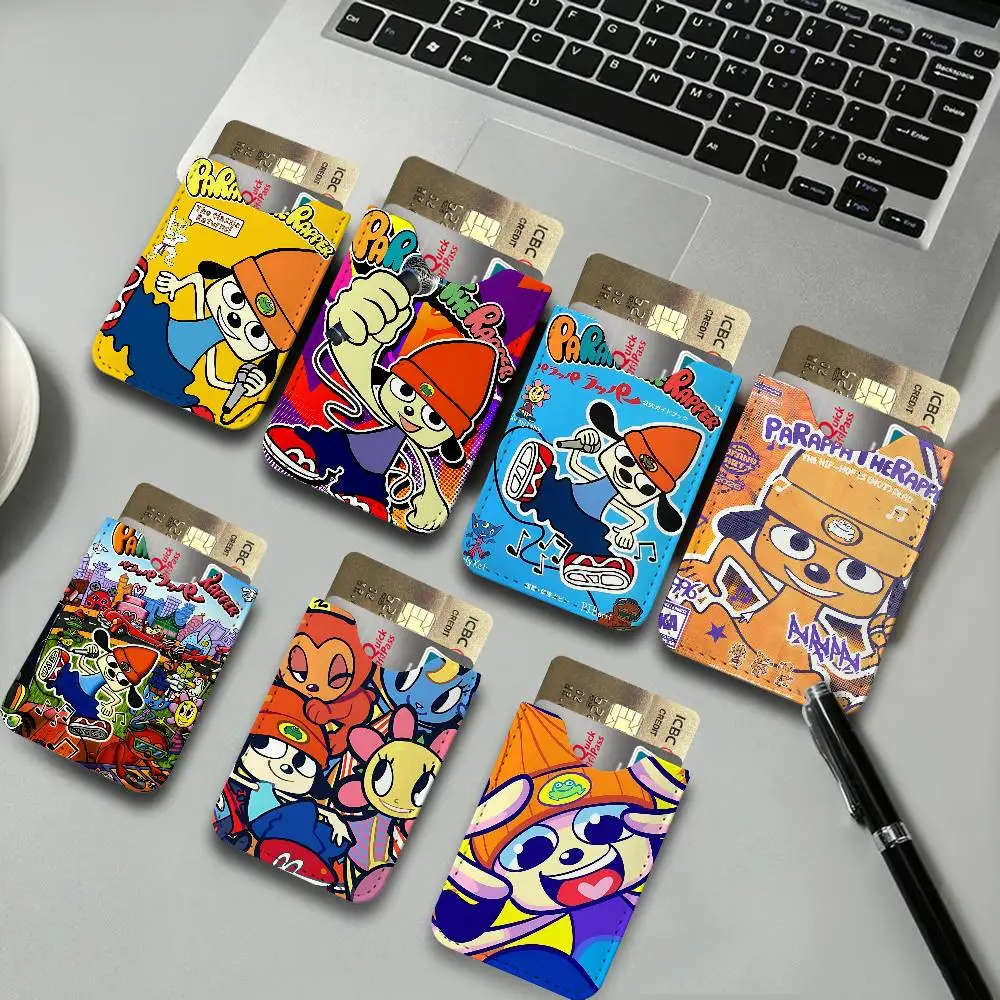 Game Parappa The Rapper Pu Leather Credit Card Holder Slim Business Cardholder Anti Theft Id Organizer for Outdoor Carrying
