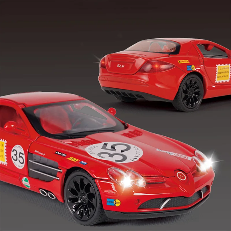 Versión de pista 1:24 SLR 722S, modelo de coche deportivo de aleación, vehículos de carreras de Metal fundido a presión, modelo de simulación de sonido, luz, juguetes para niños, regalo