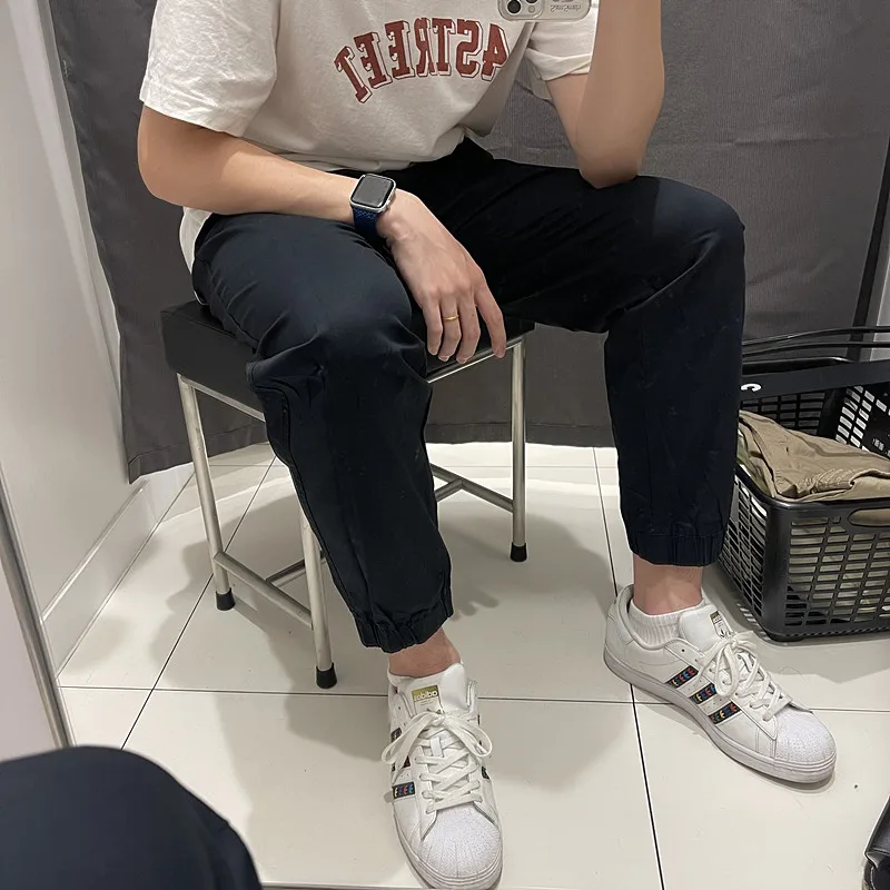 

Стильные повседневные брюки свободного кроя с прямыми штанинами для мужчин и женщин, однотонные, с эластичным поясом, для осеннего сезона