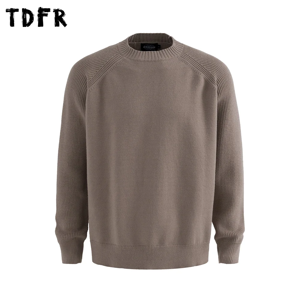 

Retro Solid Color Sweater Mens Autumn Winter Casual Loose Crew Neck Raglan Long Sleeve Knitted Pullover Man