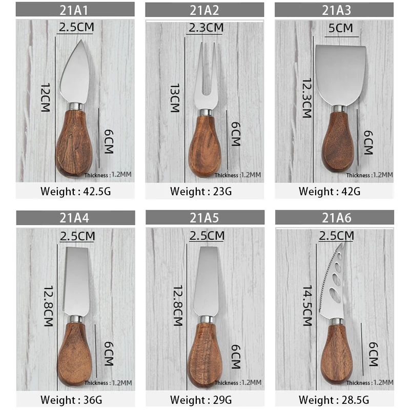 Cheese Knives, Stainless Steel Cheese Knife, Cheese Spreader Knives for Charcuterie Board Butter(Acacia Wood Handle)