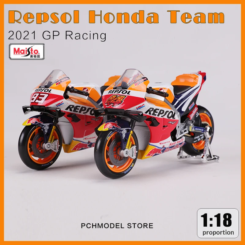 Maisto 1:18 2021 Repsol Honda Team Motorcycle Race Car Simulation Alloy Car Model