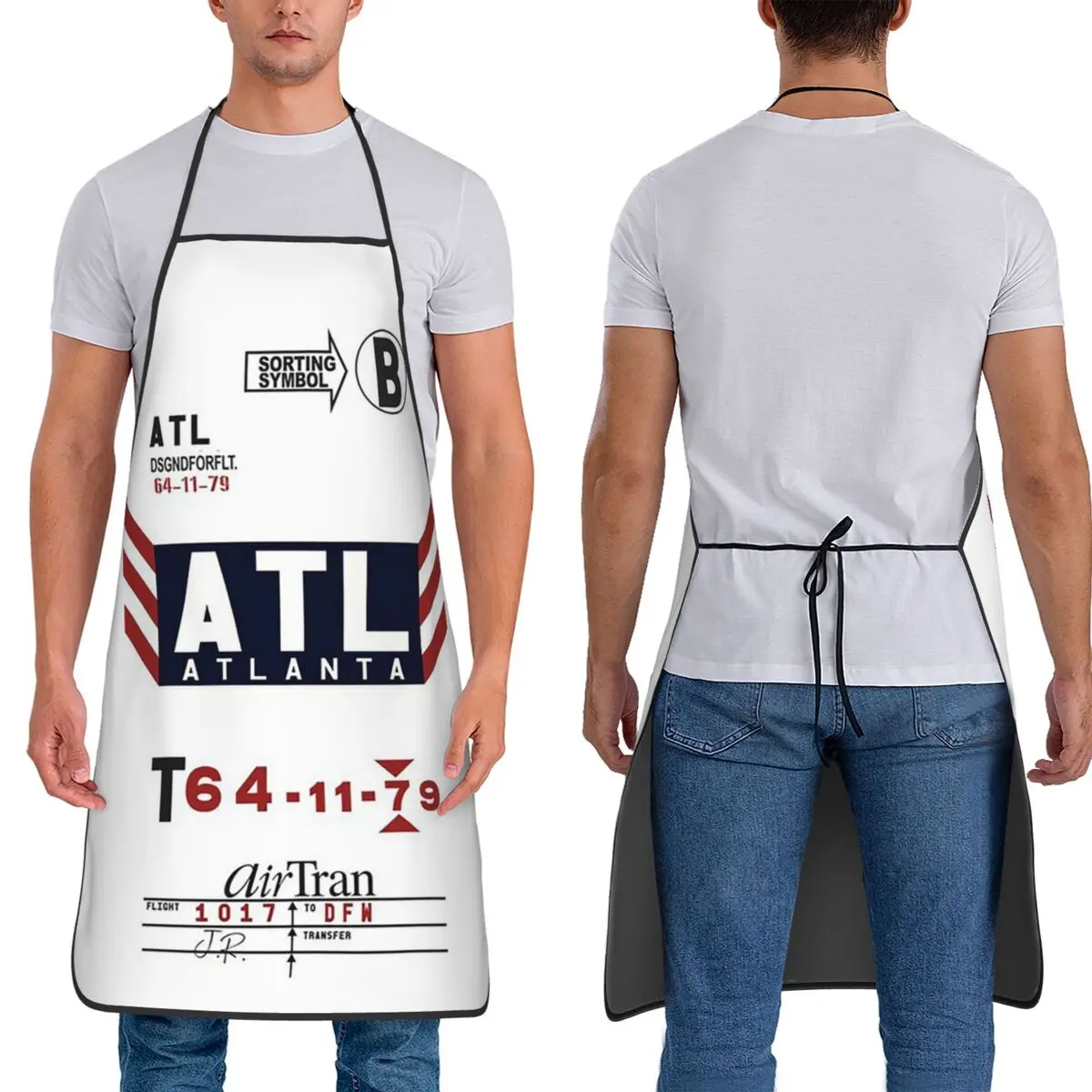 ATL Hartsfield Jackson Atlanta International Airport Apron Chef Cooking Tablier Bib Kitchen Cleaning Pinafore For Unisex