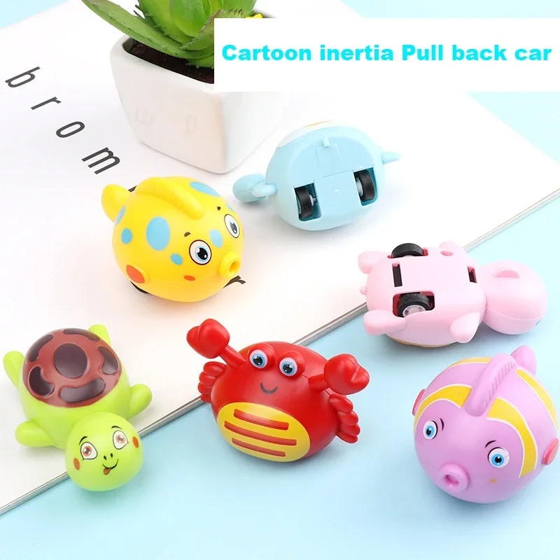 1 Pcs Children's Toy Car Simulation Crab Turtle Small Fish Cute Cartoon Sea Animals Pull Back Car Children's Birthday Toys